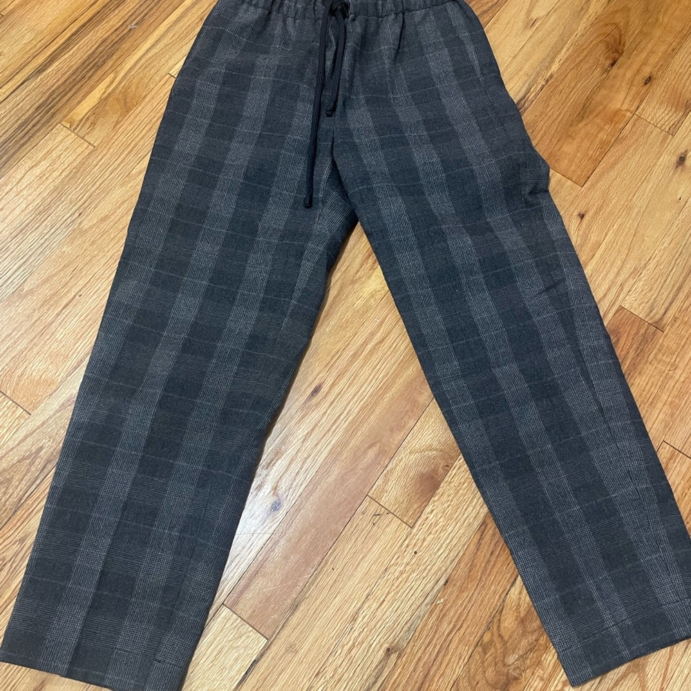 Babaton Black and Gray Plaid Joggers